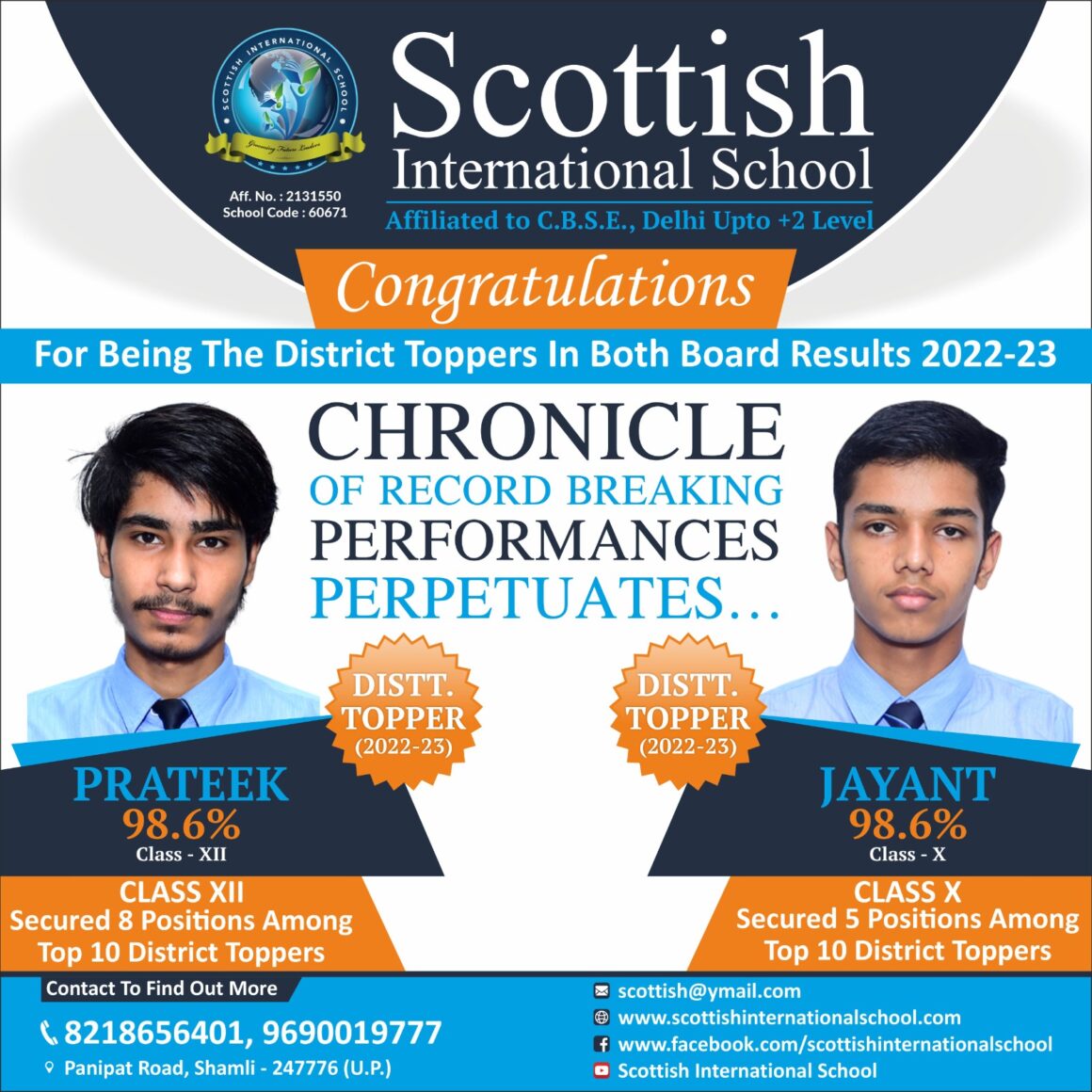 Outstanding Board result of Scottish International School for the session 2022-23